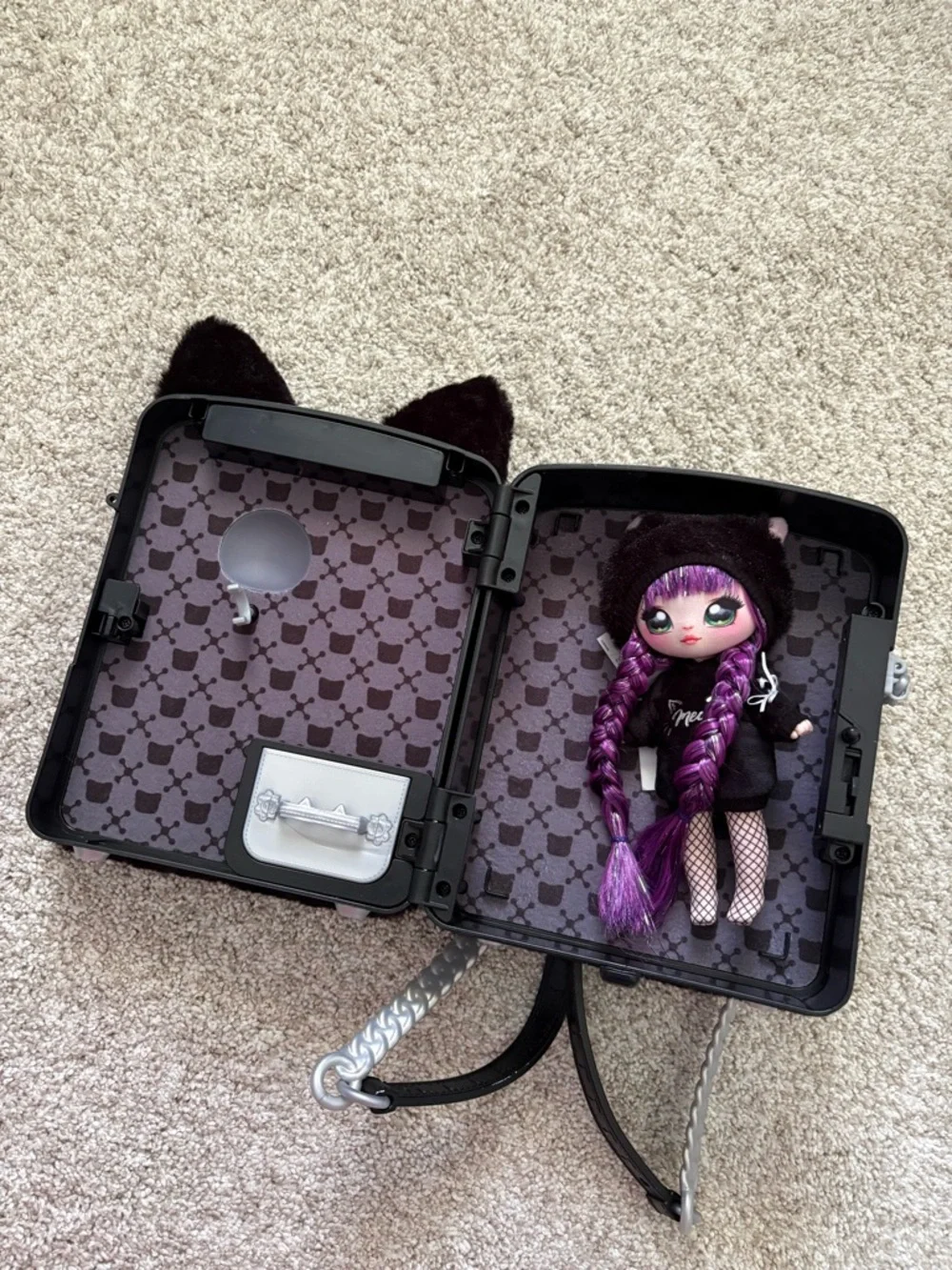 Na! Na! Na! Surprise plush Backpack Black Kitty w Limited Edition Doll Playset